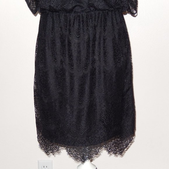 New Alfani Petite Small PS Black Lace V Neck Batwing Blouson Dress from Macy's - Picture 6 of 9